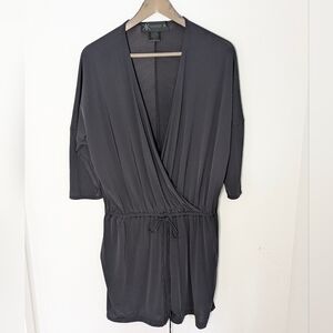 EUC Kardashian Kollection Slinky Soft Stretchy Smooth Wrap Romper Black Sz XL